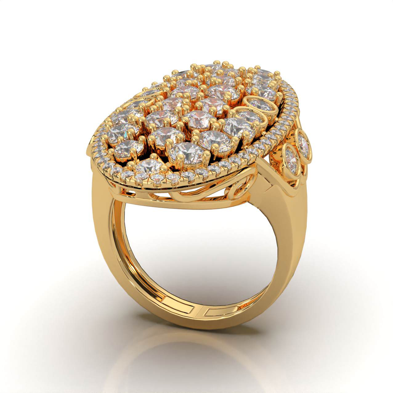 5.00 ct Lab Grown Diamond F VS Fancy Ring 14k Yellow Gold product image