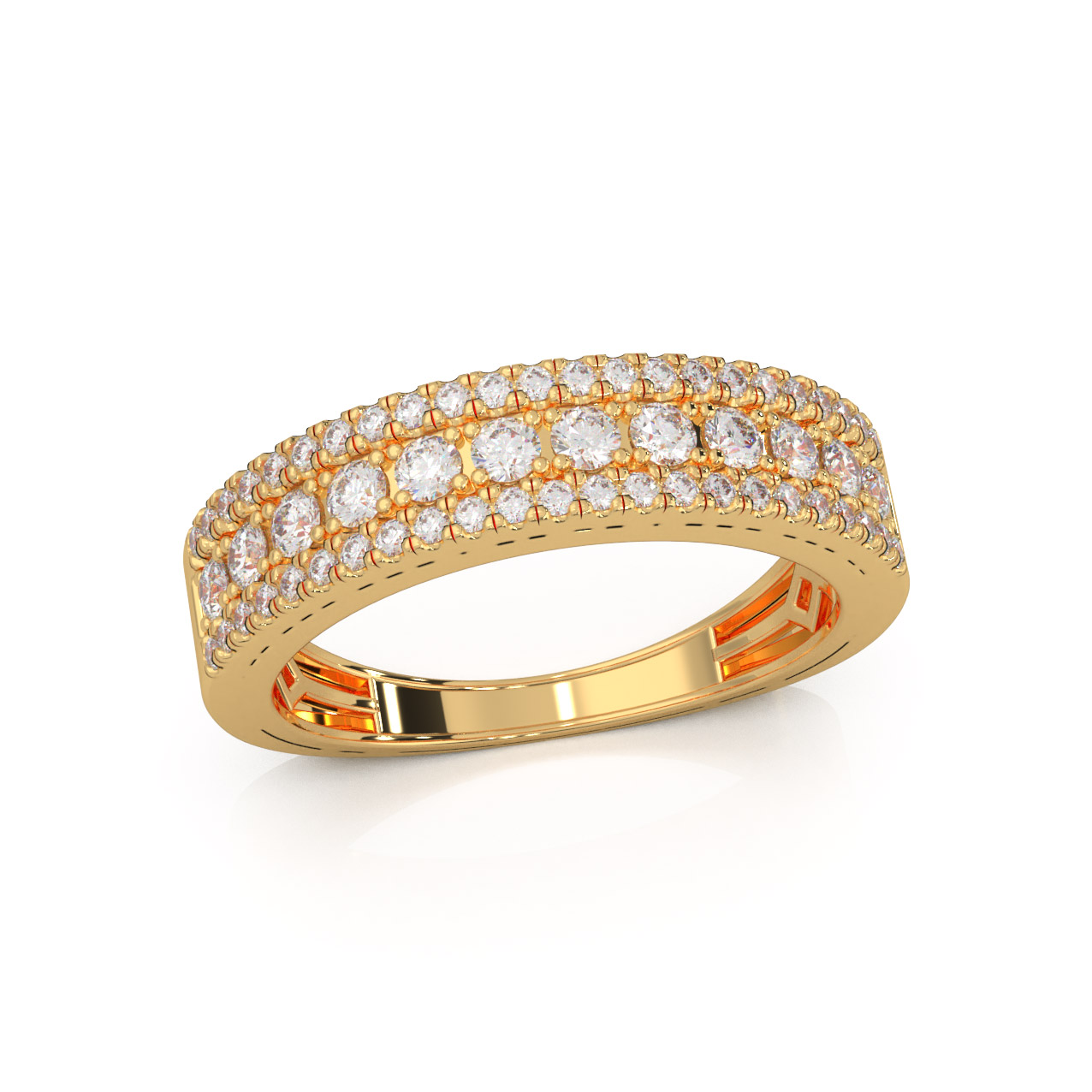 0.75 ct Lab Grown Diamond F VS Wedding Band 14k Yellow Gold - View 1