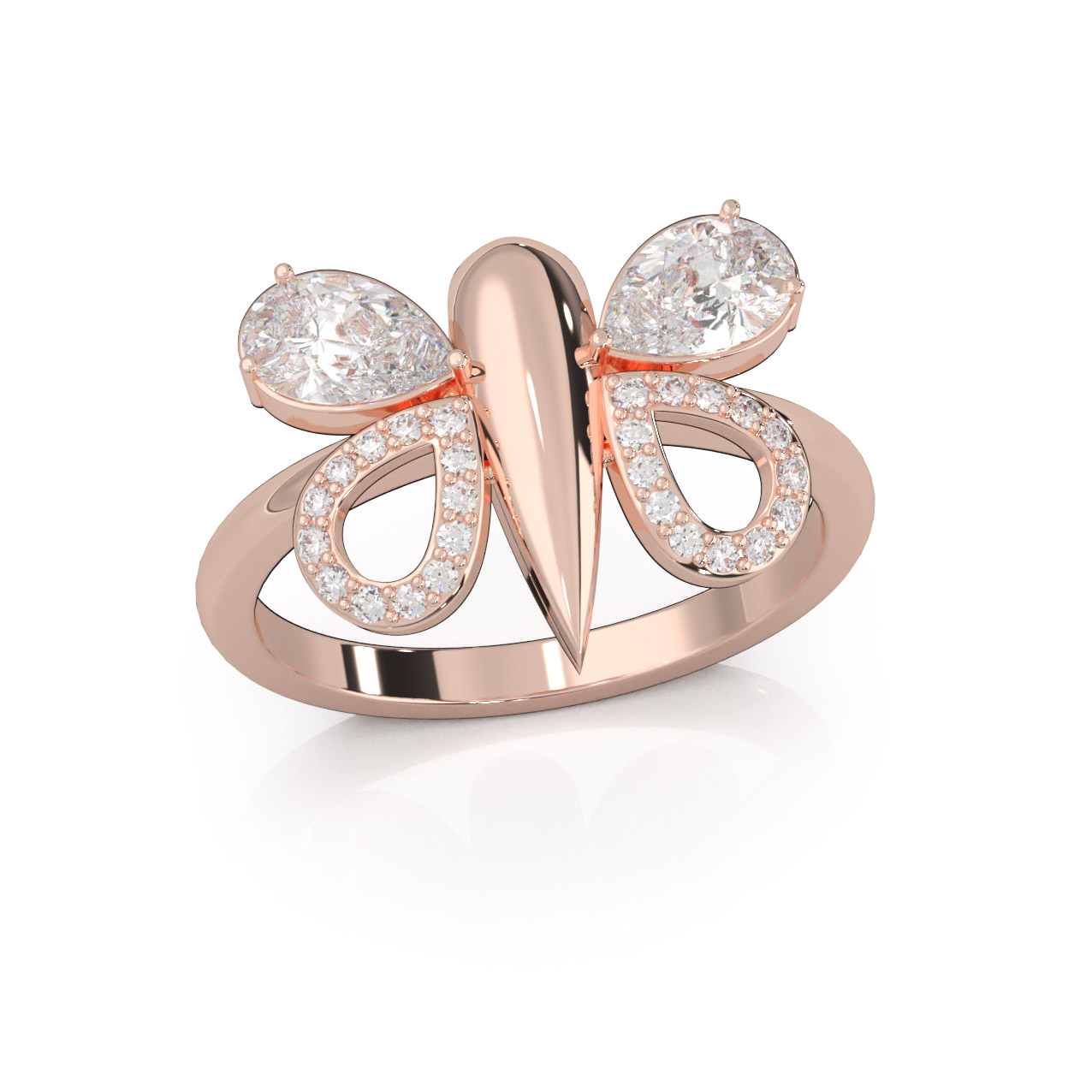 1.00 ct Lab Grown Diamond F VS Fancy Ring 14k Rose Gold - View 1