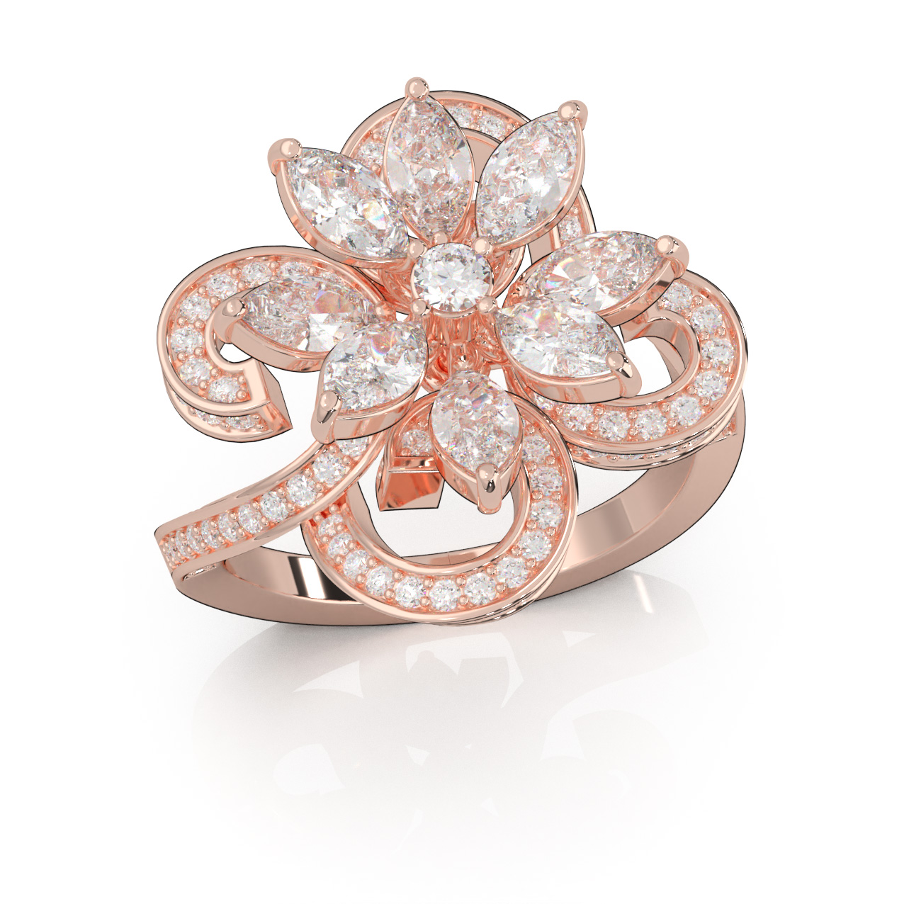1.15 ct Lab Grown Diamond F VS Fancy Ring 14k Rose Gold - View 1