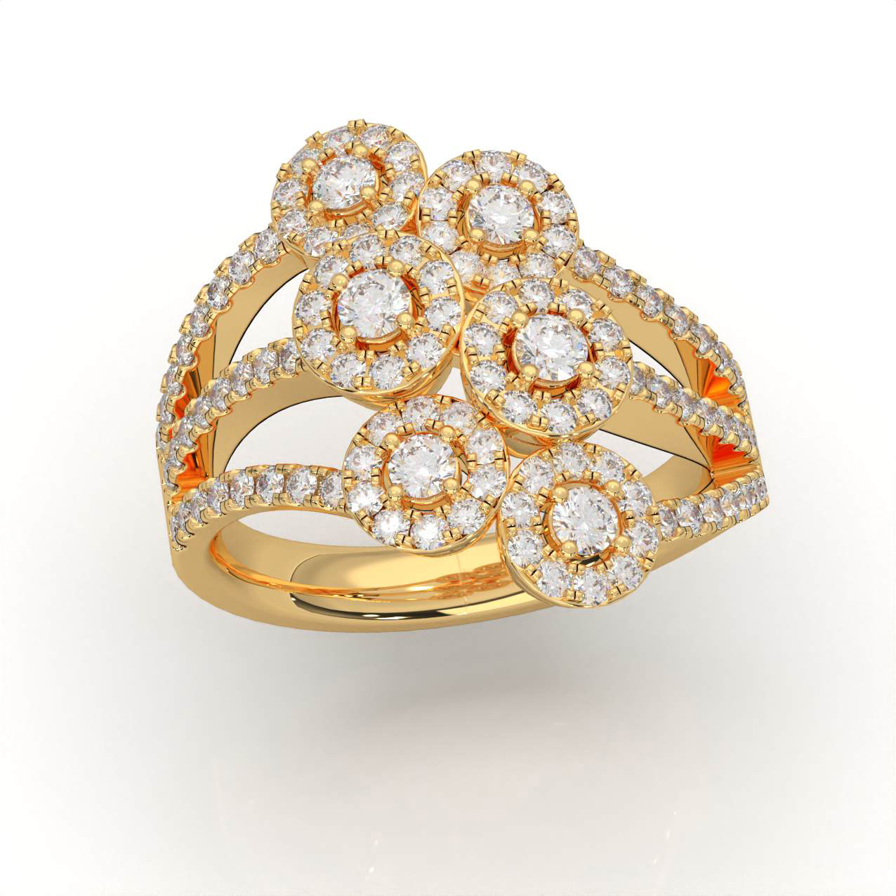 1.40 ct Lab Grown Diamond F VS Fancy Ring 14k Yellow Gold - View 1
