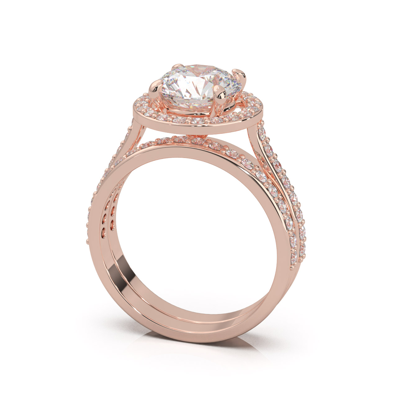 2.75 ct Lab Grown Diamond F VS Engagement Set 14k Rose Gold - View 1