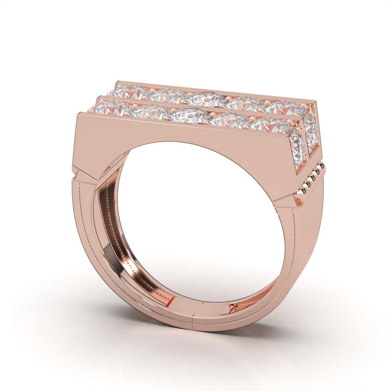 3.40 ct Lab Grown Diamond F VS Mens Ring 14k Rose Gold - View 1