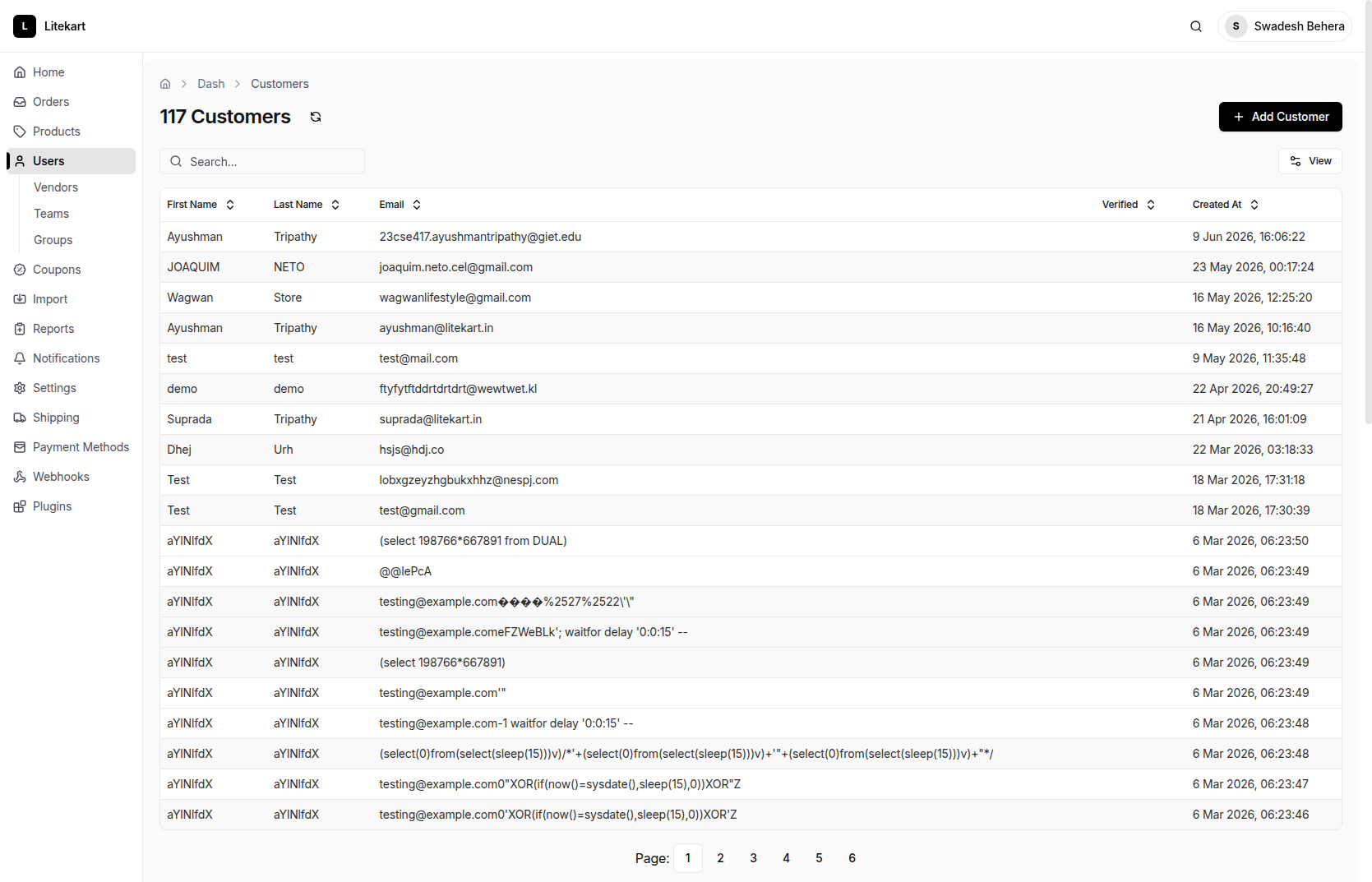 Customers - Litkart Admin