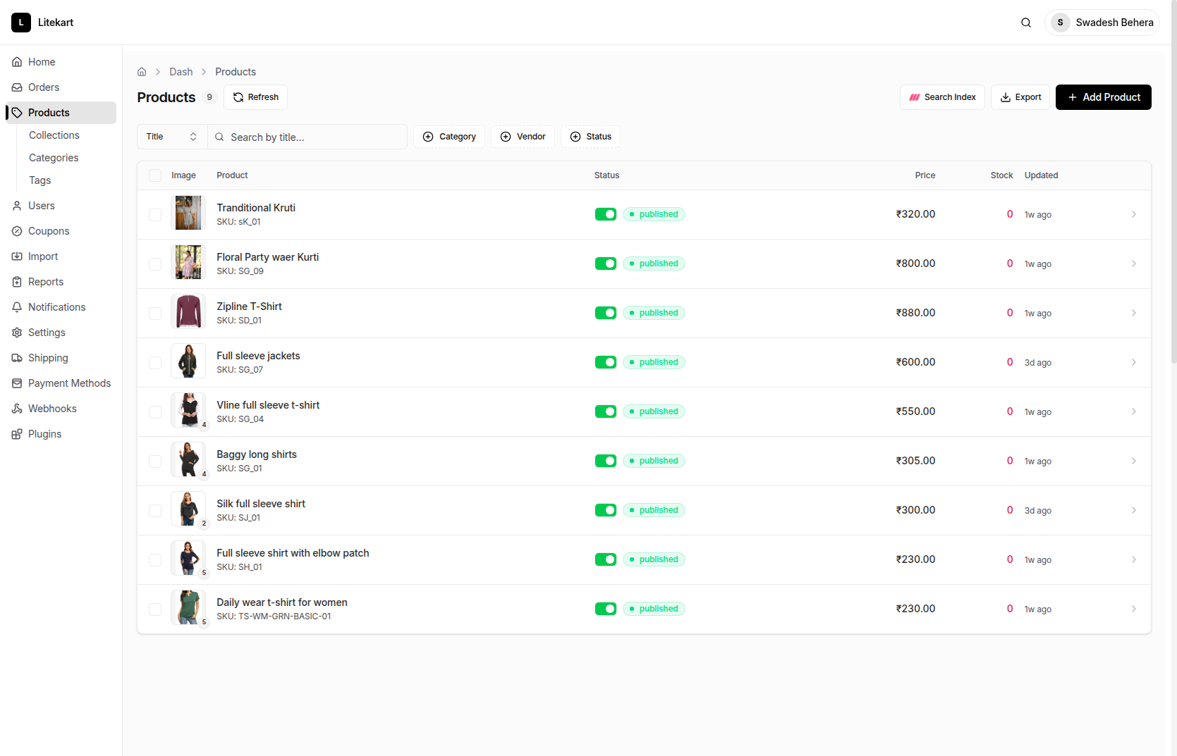 Products - Litekart Admin